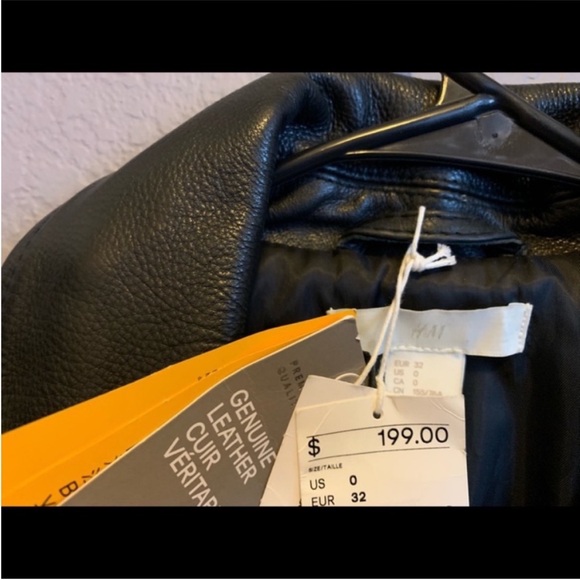 NWT H&M Genuine Leather Biker Jacket - Picture 7 of 8